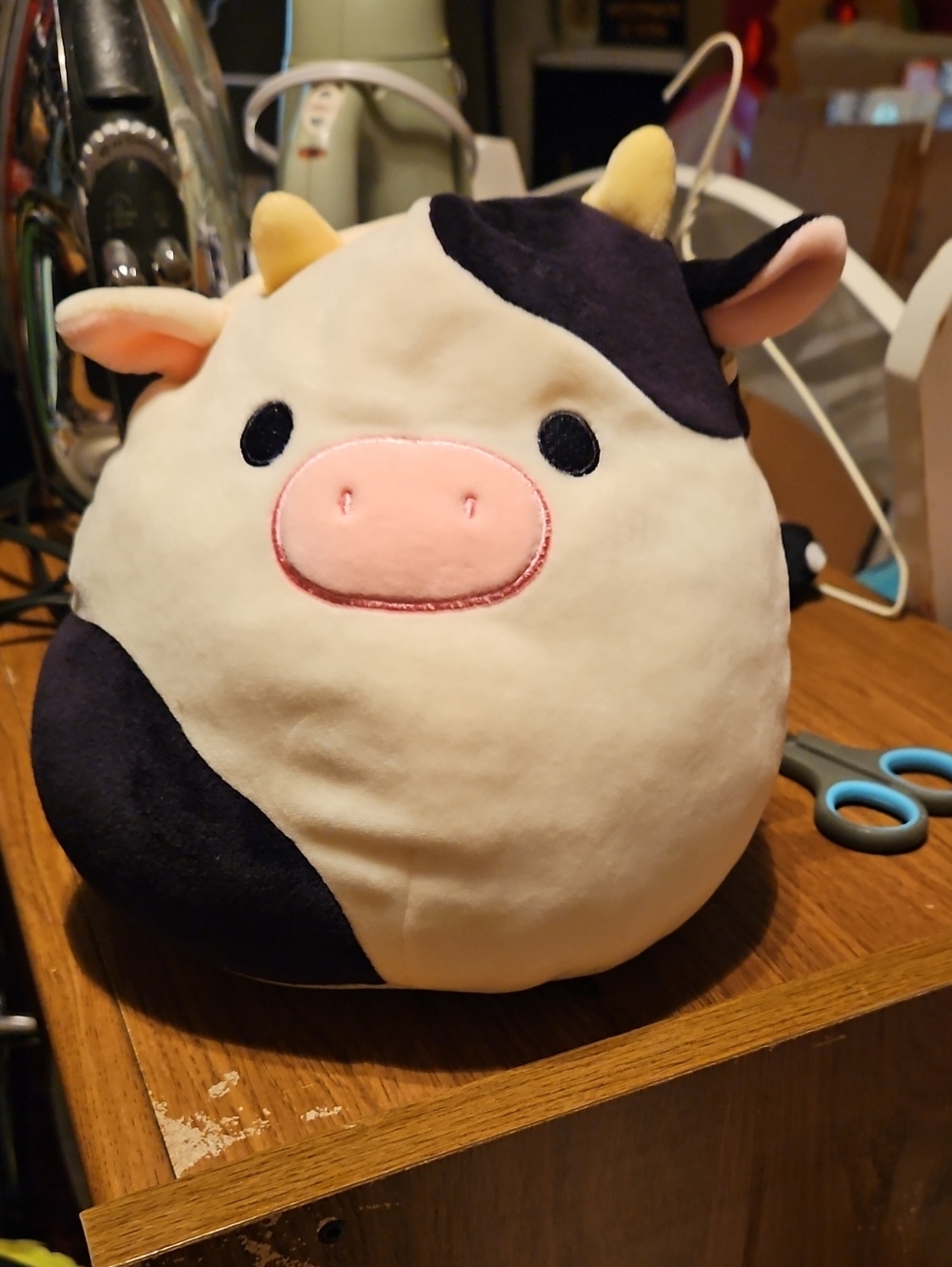 Squishmallows Cow Plush - White, Black & Pink